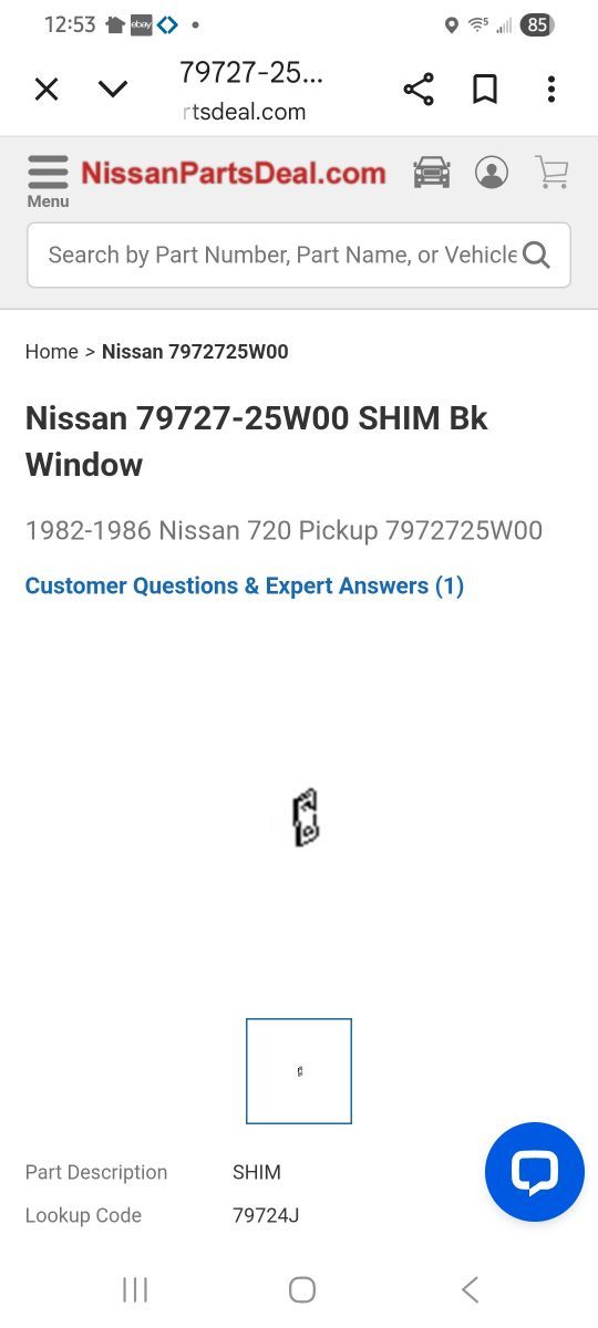 85 Nissan 720 4X4 Sliding rear window latch and lock. - 720